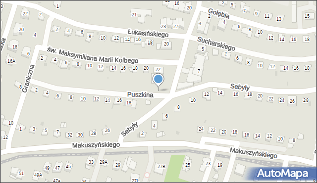 Sosnowiec, Puszkina Aleksandra, 21, mapa Sosnowca