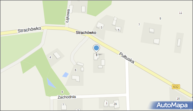 Strachówko, Pułtuska, 8, mapa Strachówko