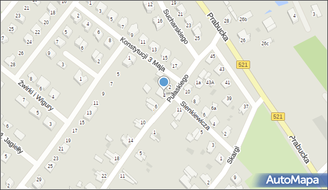 Susz, Pułaskiego, 4, mapa Susz