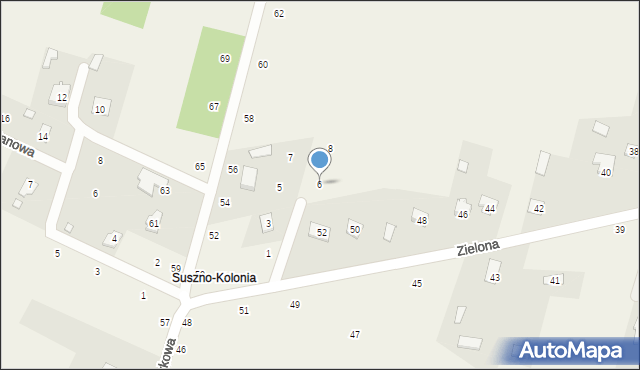 Suszno, Purpurowa, 6, mapa Suszno