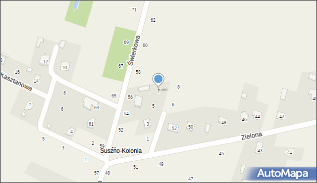 Suszno, Purpurowa, 7, mapa Suszno