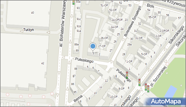 Szczecin, Pułaskiego Kazimierza, gen., 3, mapa Szczecina