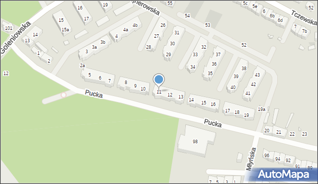 Szczecin, Pucka, 11, mapa Szczecina