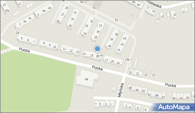 Szczecin, Pucka, 16, mapa Szczecina