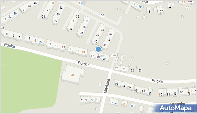 Szczecin, Pucka, 18, mapa Szczecina
