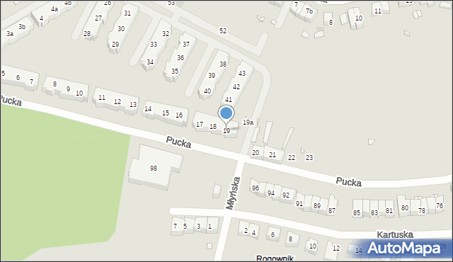 Szczecin, Pucka, 19, mapa Szczecina