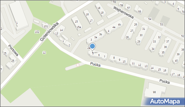 Szczecin, Pucka, 5, mapa Szczecina