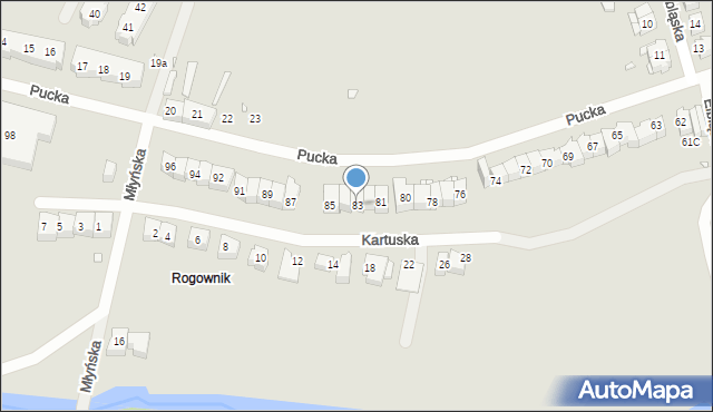 Szczecin, Pucka, 83, mapa Szczecina