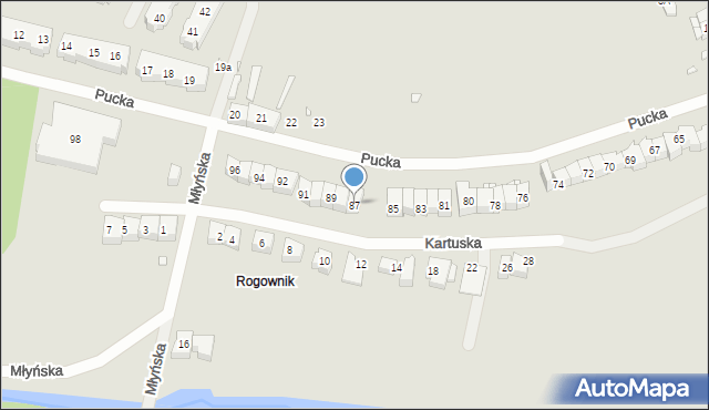 Szczecin, Pucka, 87, mapa Szczecina