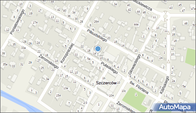 Szczerców, Pułaskiego, 12, mapa Szczerców