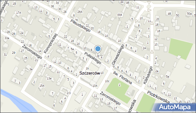 Szczerców, Pułaskiego, 6, mapa Szczerców
