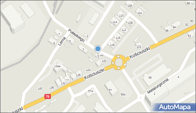 Trzebinia, Pułaskiego, 1, mapa Trzebinia