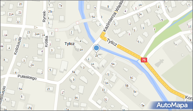 Tylicz, Pułaskiego Kazimierza, gen., 1b, mapa Tylicz