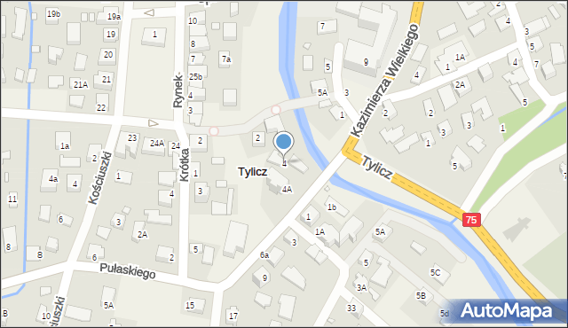 Tylicz, Pułaskiego Kazimierza, gen., 4, mapa Tylicz