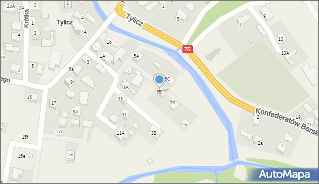 Tylicz, Pułaskiego Kazimierza, gen., 5B, mapa Tylicz