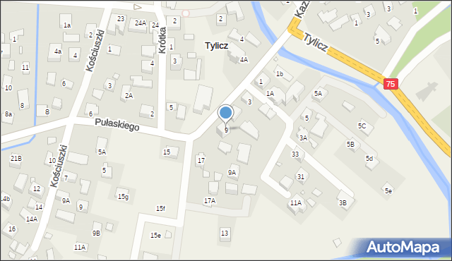 Tylicz, Pułaskiego Kazimierza, gen., 9, mapa Tylicz