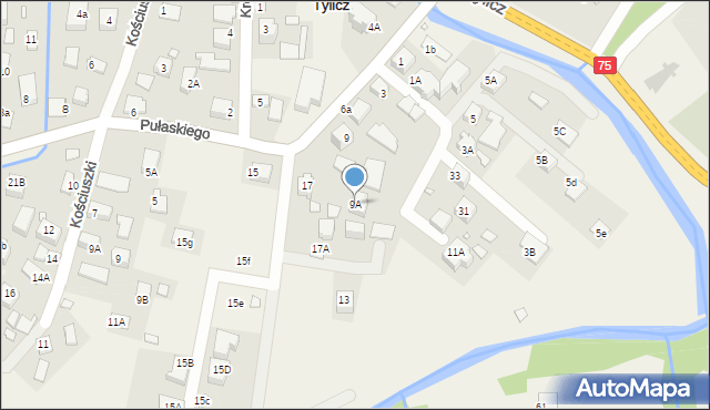 Tylicz, Pułaskiego Kazimierza, gen., 9A, mapa Tylicz