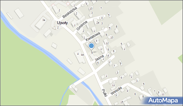Ujsoły, Pułki Józefa, dziekana, 3, mapa Ujsoły
