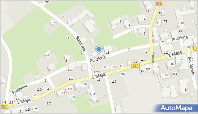 Wałbrzych, Puszkina Aleksandra, 12, mapa Wałbrzycha