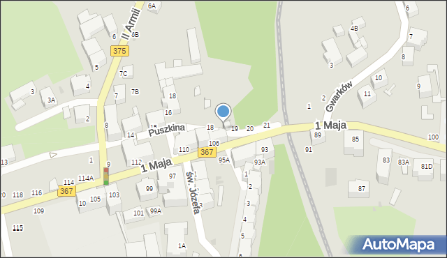 Wałbrzych, Puszkina Aleksandra, 19A, mapa Wałbrzycha