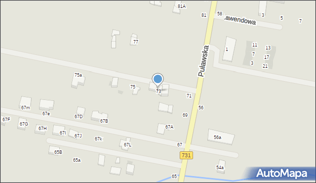 Warka, Puławska, 73, mapa Warka