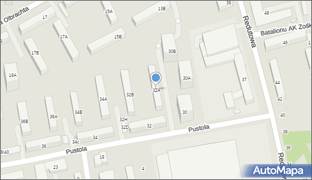 Warszawa, Pustola, 32A, mapa Warszawy