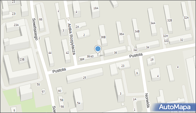 Warszawa, Pustola, 38B, mapa Warszawy