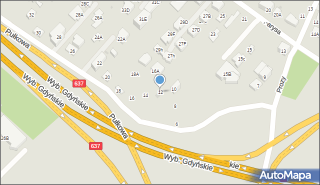 Warszawa, Pułkowa, 12, mapa Warszawy