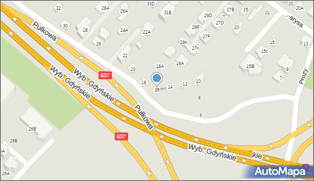 Warszawa, Pułkowa, 16, mapa Warszawy