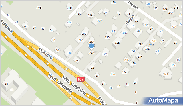 Warszawa, Pułkowa, 24A, mapa Warszawy