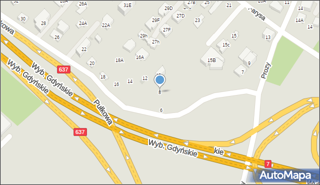 Warszawa, Pułkowa, 8, mapa Warszawy