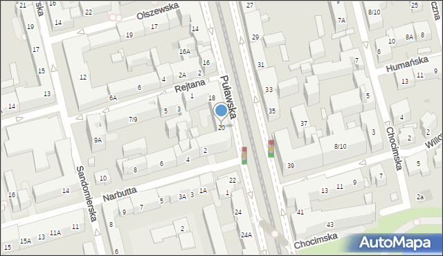 Warszawa, Puławska, 20, mapa Warszawy