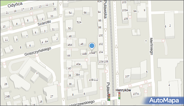 Warszawa, Puławska, 104a, mapa Warszawy