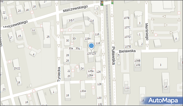 Warszawa, Puławska, 120/124, mapa Warszawy