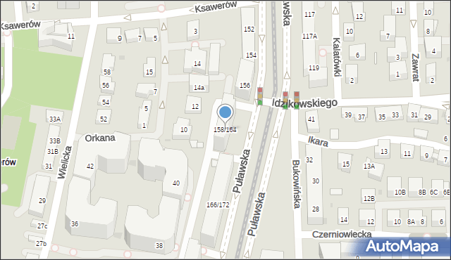 Warszawa, Puławska, 158/164, mapa Warszawy
