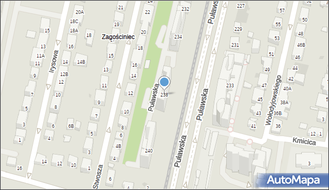 Warszawa, Puławska, 238, mapa Warszawy