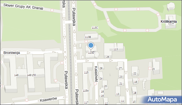 Warszawa, Puławska, 113D, mapa Warszawy