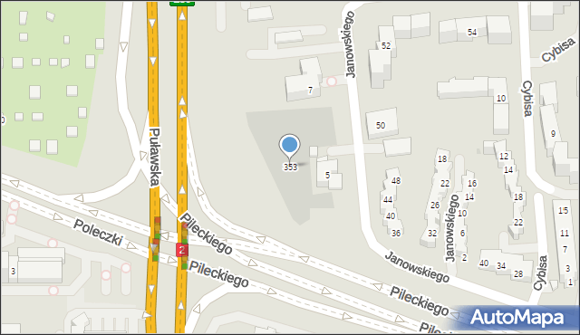Warszawa, Puławska, 353, mapa Warszawy