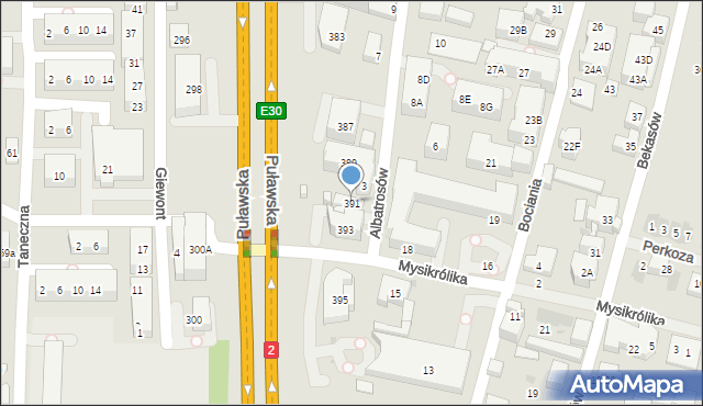 Warszawa, Puławska, 391, mapa Warszawy