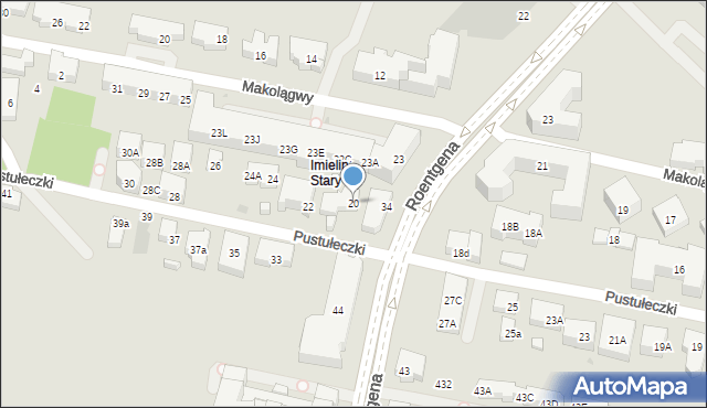 Warszawa, Pustułeczki, 20, mapa Warszawy