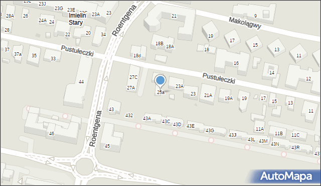 Warszawa, Pustułeczki, 25a, mapa Warszawy