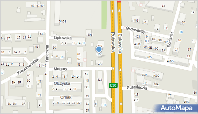 Warszawa, Puławska, 312A, mapa Warszawy