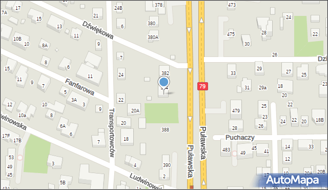 Warszawa, Puławska, 386, mapa Warszawy