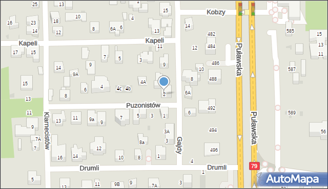 Warszawa, Puzonistów, 2, mapa Warszawy