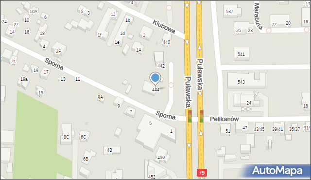 Warszawa, Puławska, 444, mapa Warszawy