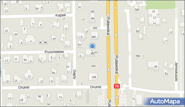 Warszawa, Puławska, 492, mapa Warszawy