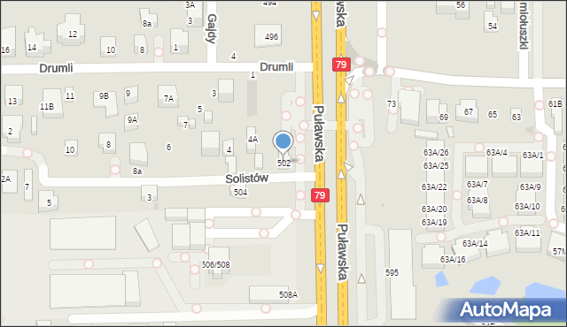 Warszawa, Puławska, 502, mapa Warszawy