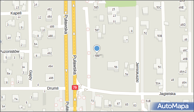 Warszawa, Puławska, 589, mapa Warszawy