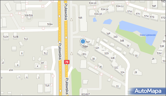 Warszawa, Puławska, 599B, mapa Warszawy