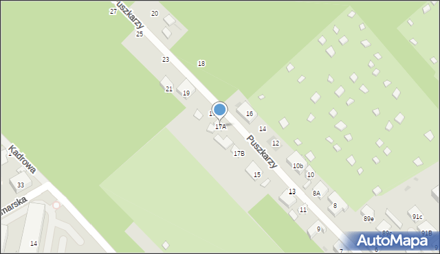 Warszawa, Puszkarzy, 17A, mapa Warszawy
